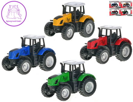 Traktor kovový 8cm zemědělský stroj zpětný chod 4 barvy