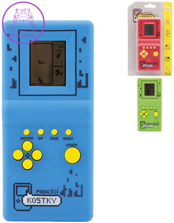 Hra retro postřehová elektronická padající kostky na baterie Tetris 3 barvy