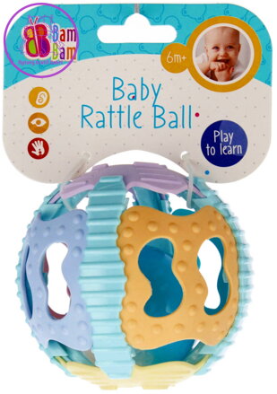BAM BAM Baby koule gumový míček senzorický na baterie Světlo Zvuk pro miminko