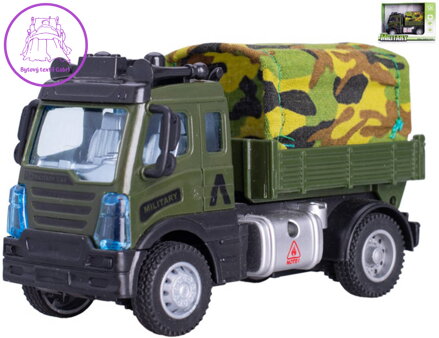 Auto army vojenské 13cm s plachtou zpětný chod plast