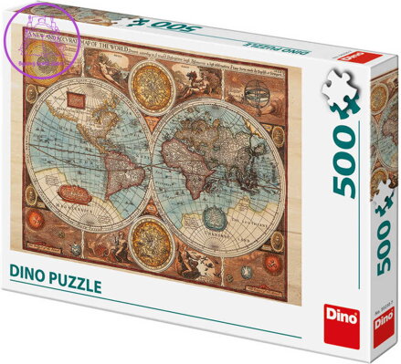 DINO Puzzle 500 dílků Mapa světa z roku 1626 47x33cm skládačka