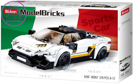 SLUBAN Model Bricks Auto bílý italský sporťák 276 dílků + 2 figurky STAVEBNICE