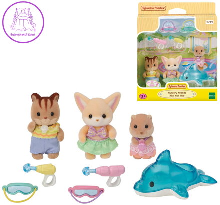 Sylvanian Families zábava u bazénu baby trio set 3 figurky s doplňky