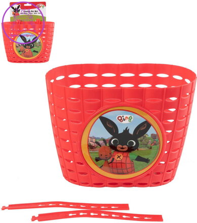 Košík plastový na dětské kolo králíček Bing na řídítka červený holčičí