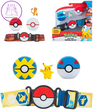 ORBICO Clip and Go Poké Ball Belt set pás se 2 míčky a postavičkou Pokémon