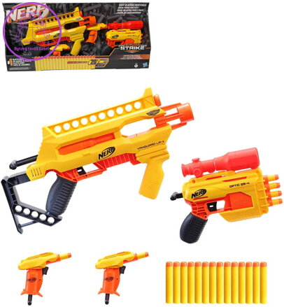 HASBRO NERF Alpha Strike velký žlutý herní set 4 dětské blastery + 20 šipek