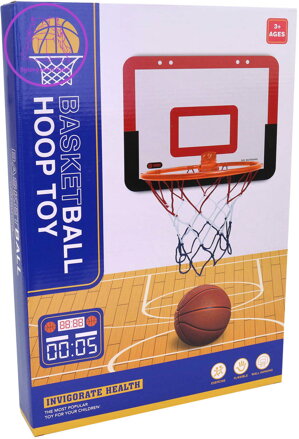 Basketbalová sada 40x26cm koš s míčem a pumpičkou trikolora v krabici