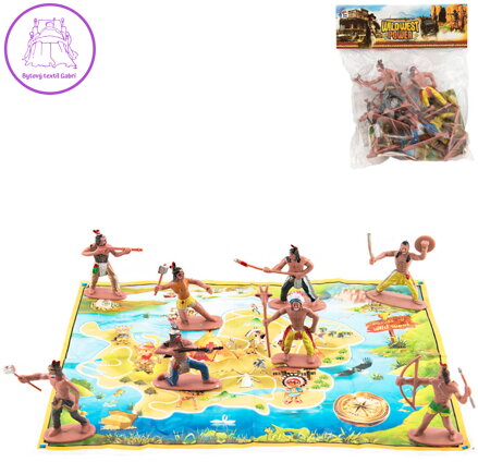 Figurky akční plastové indiáni 6cm herní set divoký západ s mapou