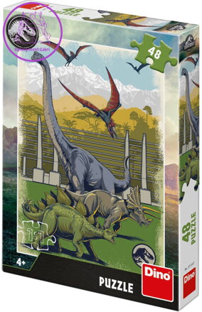 DINO Puzzle Jurský svět (Jurassic World) 18x26cm skládačka 48 dílků