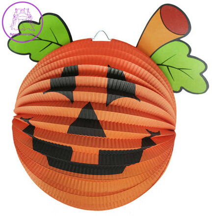 Lampion kulatý krčený dýně 25 cm čajová svíčka Halloween