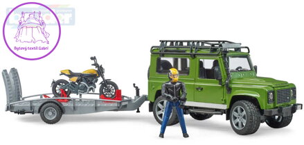 BRUDER 02589 Auto Land Rover set s přívěsem a motoycklem Ducati s figurkou jezdce