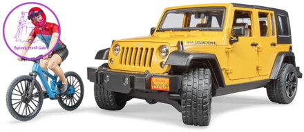 BRUDER 02543 Auto Jeep Wrangler Rubicon Unlimited set s kolem a cyklistou