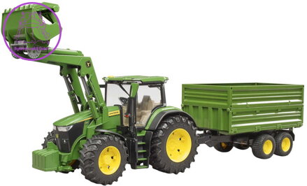 BRUDER 03155 Traktor John Deere 7R 350 set s čelním nakladačem a přívěsem