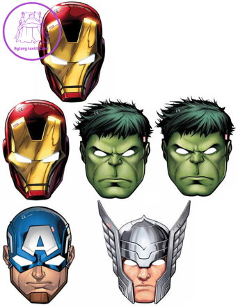 KARNEVAL Maska Avengers 23cm set 6ks *KARNEVALOVÝ DOPLNĚK*