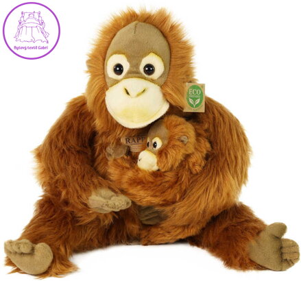 PLYŠ Opice orangutan 28cm set s mládětem Eco-Friendly *PLYŠOVÉ HRAČKY*