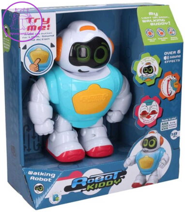 Robot baby Kiddy chodící s efekty na baterie Světlo Zvuk plast