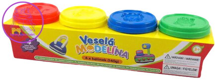 Veselá modelína barevná sada 4 kelímky 140g modelovací hmota