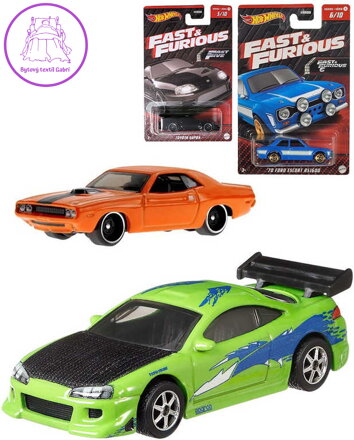 MATTEL HOT WHEELS Auto tématické Rychle a zběsile angličák 4 druhy kov