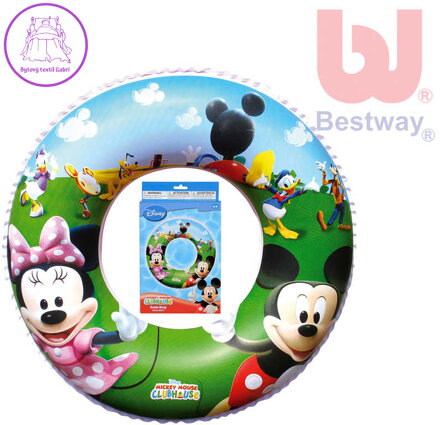 BESTWAY Nafukovací dětský plavací kruh Minnie a Mickey Mouse 56cm do vody