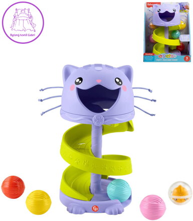 FISHER PRICE Baby kuličková dráha kočička věž + 5 kuliček pro miminko