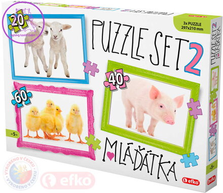 EFKO Puzzle 3v1 Mláďátka domácí zvířátka skládačka foto 30x21cm