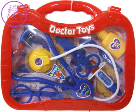 Doktor kufřík červený dětské lékařské plastové potřeby sada 13ks
