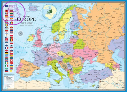 EUROGRAPHICS Puzzle Mapa Evropy 1000 dílků