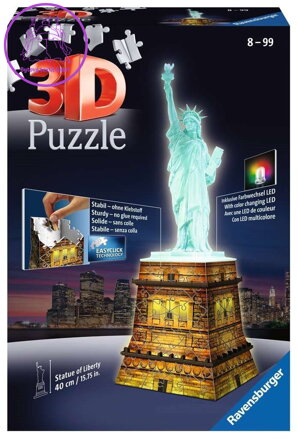 RAVENSBURGER Svítící 3D puzzle Noční edice Socha Svobody 108 dílků