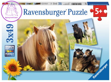 RAVENSBURGER Puzzle Poníci 3x49 dílků