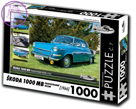 RETRO-AUTA Puzzle č. 7 Škoda 1000MB pravostranné řízení (1966) 1000 dílků