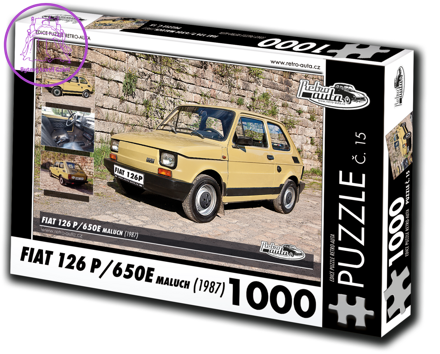 RETRO-AUTA Puzzle č. 15 Fiat 126P, 650E maluch (1983) 1000 dílků