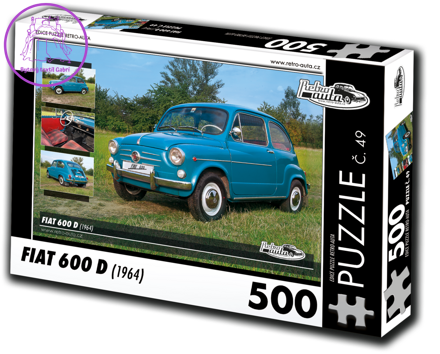 RETRO-AUTA Puzzle č. 49 Fiat 600 D (1964) 500 dílků