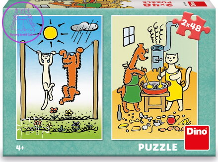 DINO Puzzle Pejsek a kočička 2x48 dílků