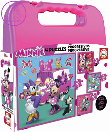 EDUCA Puzzle v kufříku Minnie a Daisy 4v1 (12,16,20,25 dílků)