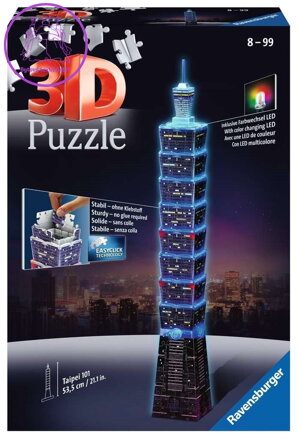 RAVENSBURGER Svítící 3D puzzle Noční edice Taipei 101, Taiwan 216 dílků