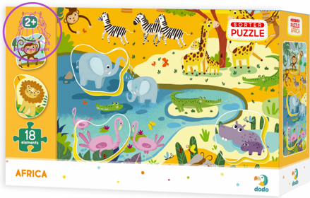 DODO Puzzle s vkládačkou Safari 18 dílků