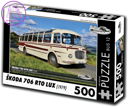 RETRO-AUTA Puzzle BUS č. 12 Škoda 706 RTO LUX (1979) 500 dílků