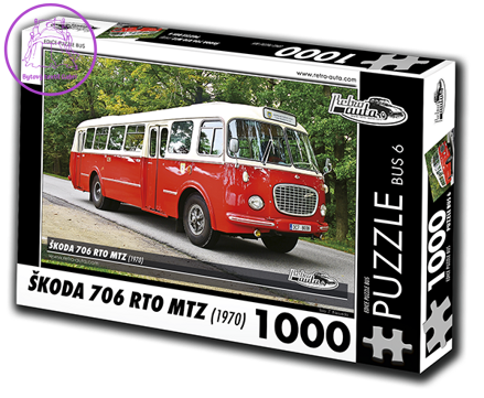 RETRO-AUTA Puzzle BUS č. 6 Škoda 706 RTO MTZ (1970) 1000 dílků