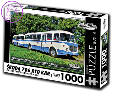 RETRO-AUTA Puzzle BUS č. 14 Škoda 706 RTO KAR (1968) 1000 dílků