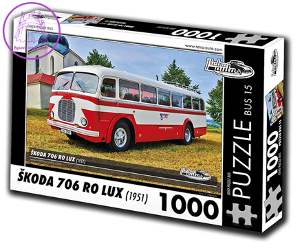 RETRO-AUTA Puzzle BUS č. 15 Škoda 706 RO LUX (1951) 1000 dílků