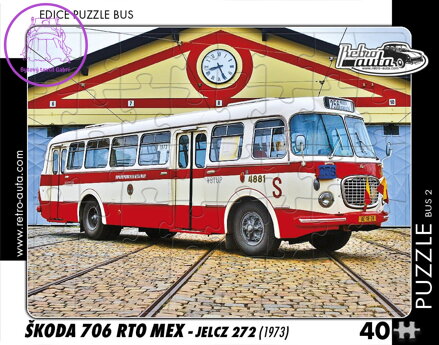 RETRO-AUTA Puzzle BUS č.2 Škoda 706 RTO MEX (1973) 40 dílků