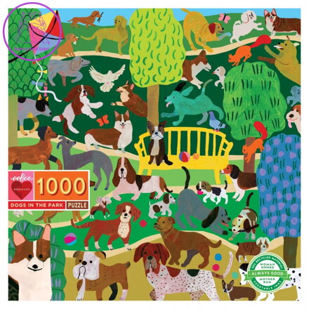 EEBOO Čtvercové puzzle Psi v parku 1000 dílků