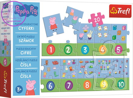 TREFL Vzdělávací puzzle Čísla Prasátko Peppa 20 dílků