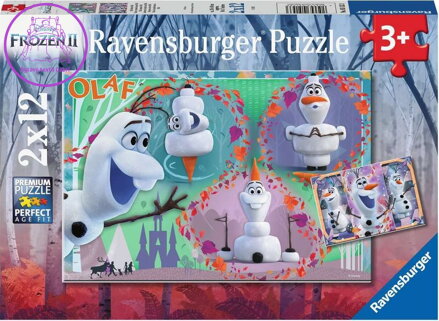 RAVENSBURGER Puzzle Ledové království 2: Milující Olaf 2x12 dílků