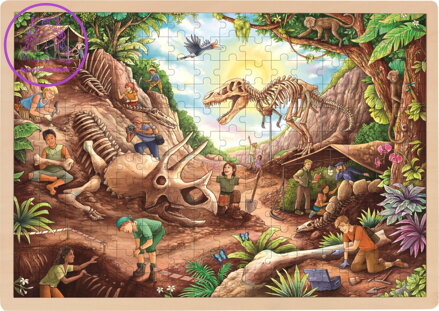 GOKI Dřevěné puzzle Dinosauří vykopávky 192 dílků