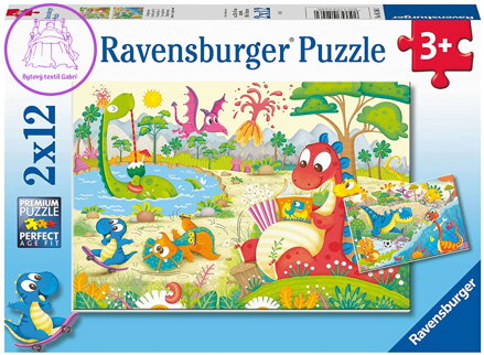 RAVENSBURGER Puzzle Oblíbení dinosauři 2x12 dílků