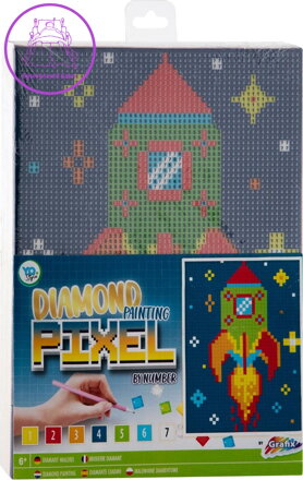 GRAFIX Diamantové malování na rámu Pixel Raketa 15x20cm