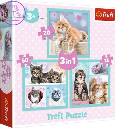 TREFL Puzzle Sladká koťátka 3v1 (20,36,50 dílků)