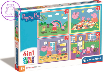 CLEMENTONI Puzzle Prasátko Pepina 4v1 (12+16+20+24 dílků)