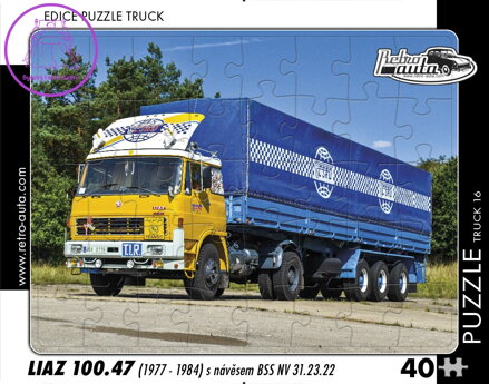 RETRO-AUTA Puzzle TRUCK č.16 Liaz 100.47 s návěsem BSS NV 31.23.22 (1977-1984) 40 dílků